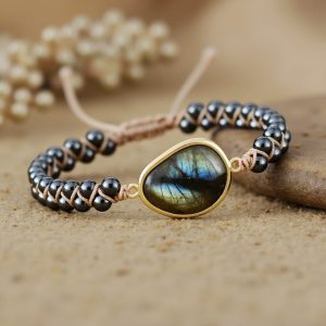 Armband med labradorit och hematit
