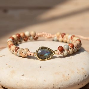 Flätat armband med jaspis och labradorit